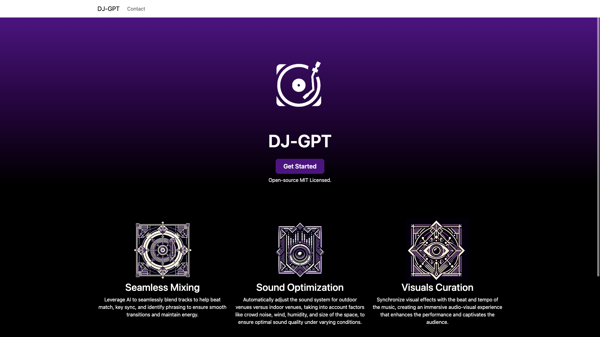 Landing page for DJ-GPT, my imaginary product for CIS 3500 HW1 